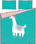 100352 Llama Turquoise Full Comforter and Pillowcases - DreamIt