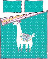 100532 Llama Turquoise Full Comforter and Pillowcases - DreamIt-1