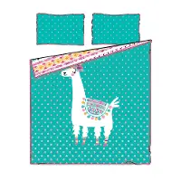 100532 Llama Turquoise Full Comforter and Pillowcases - DreamIt