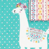 100532 Llama Turquoise Full Comforter and Pillowcases - DreamIt-2