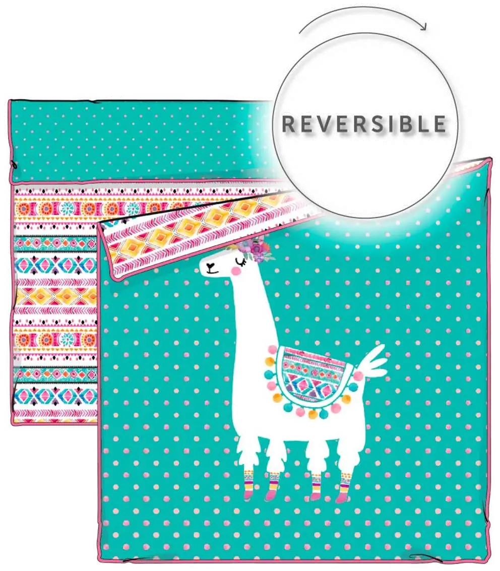 100532 Llama Turquoise Full Comforter and Pillowcases - DreamIt-3