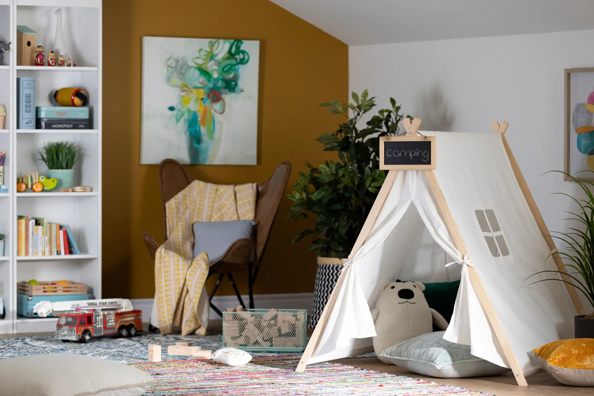100369 Sweedi Organic Cotton White and Pine Play Tent-3