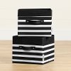 100380 Black and White Striped Canvas Baskets, 2 Pack - Storit