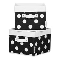 100381 Black and White Polka Dot Canvas Baskets, 2 Pack - Storit-2
