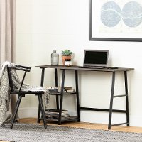 12111 Oak Caramel Industrial Desk with Storage - Evane