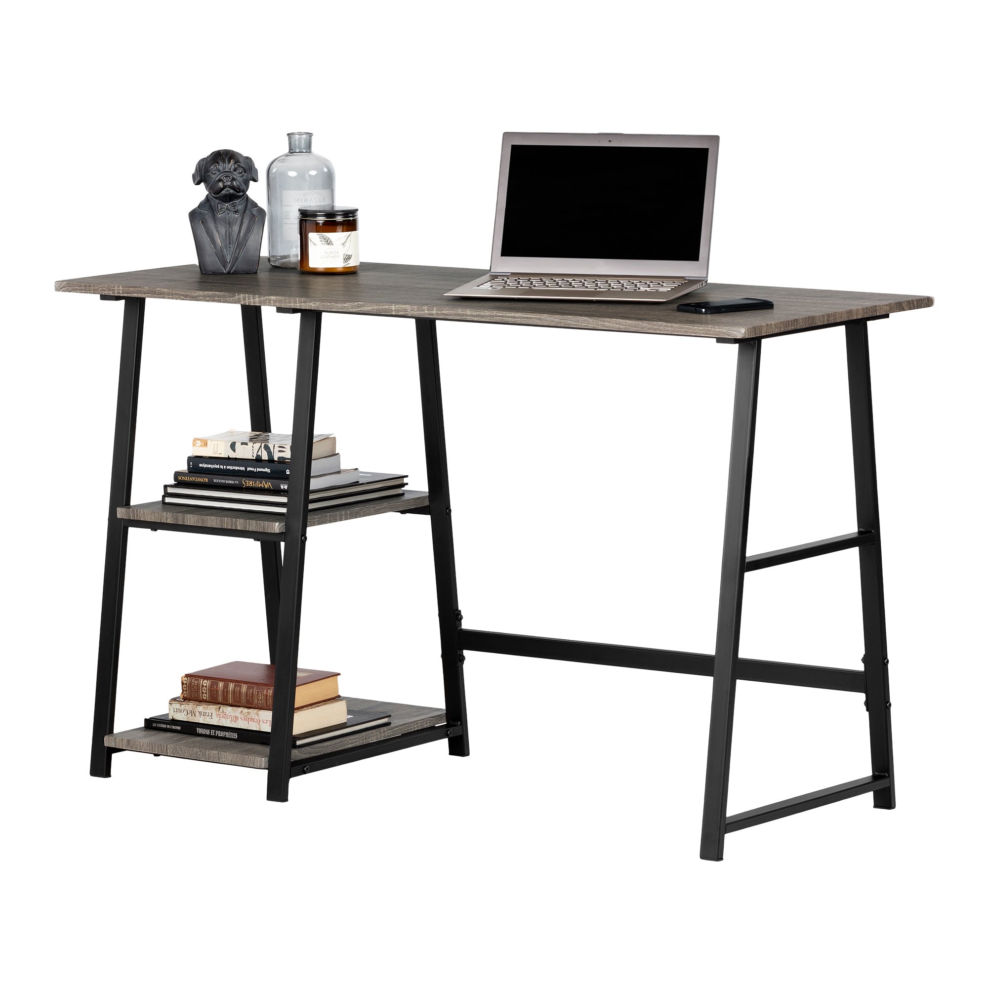 12111 Oak Caramel Industrial Desk with Storage - Evane-3