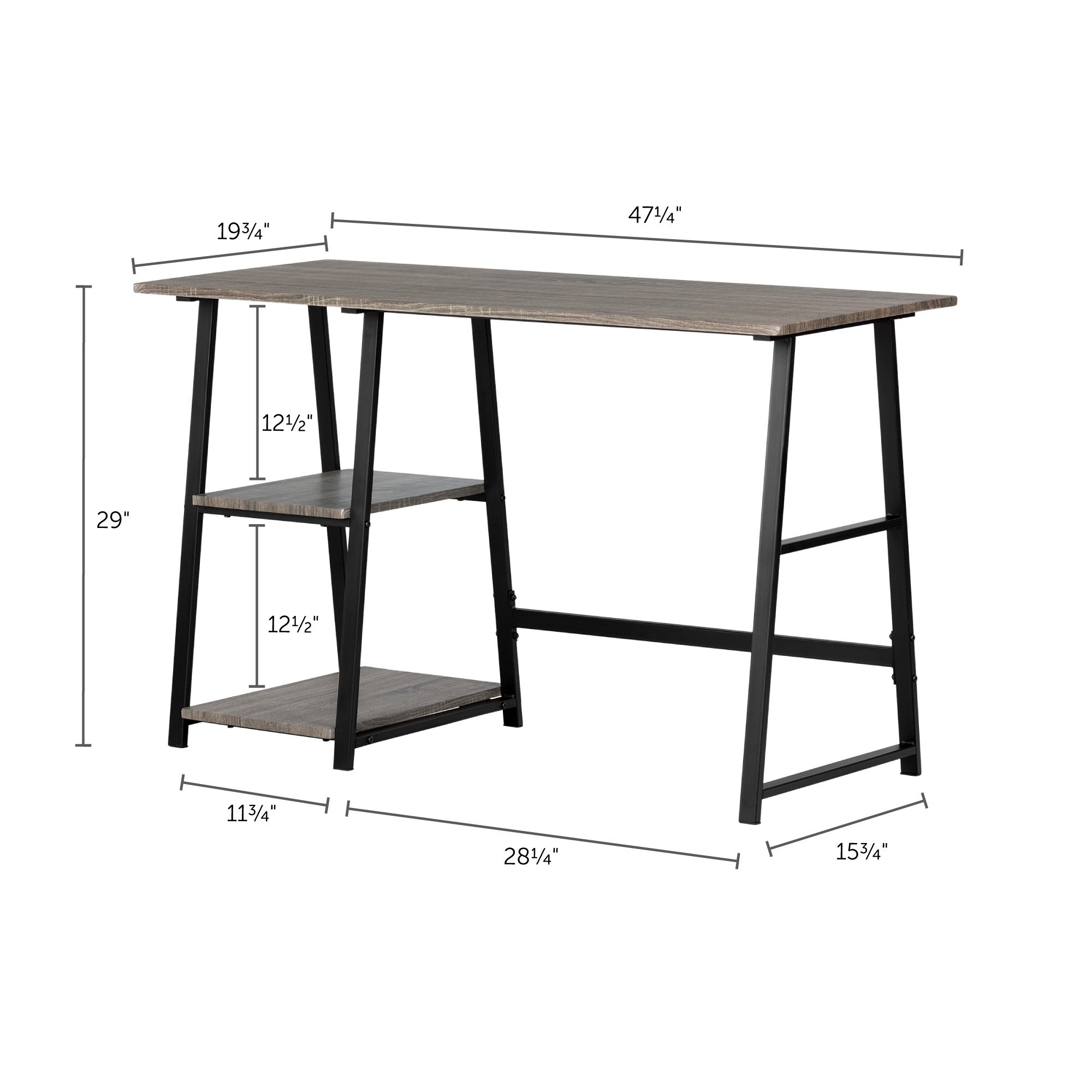 12111 Oak Caramel Industrial Desk with Storage - Evane-5