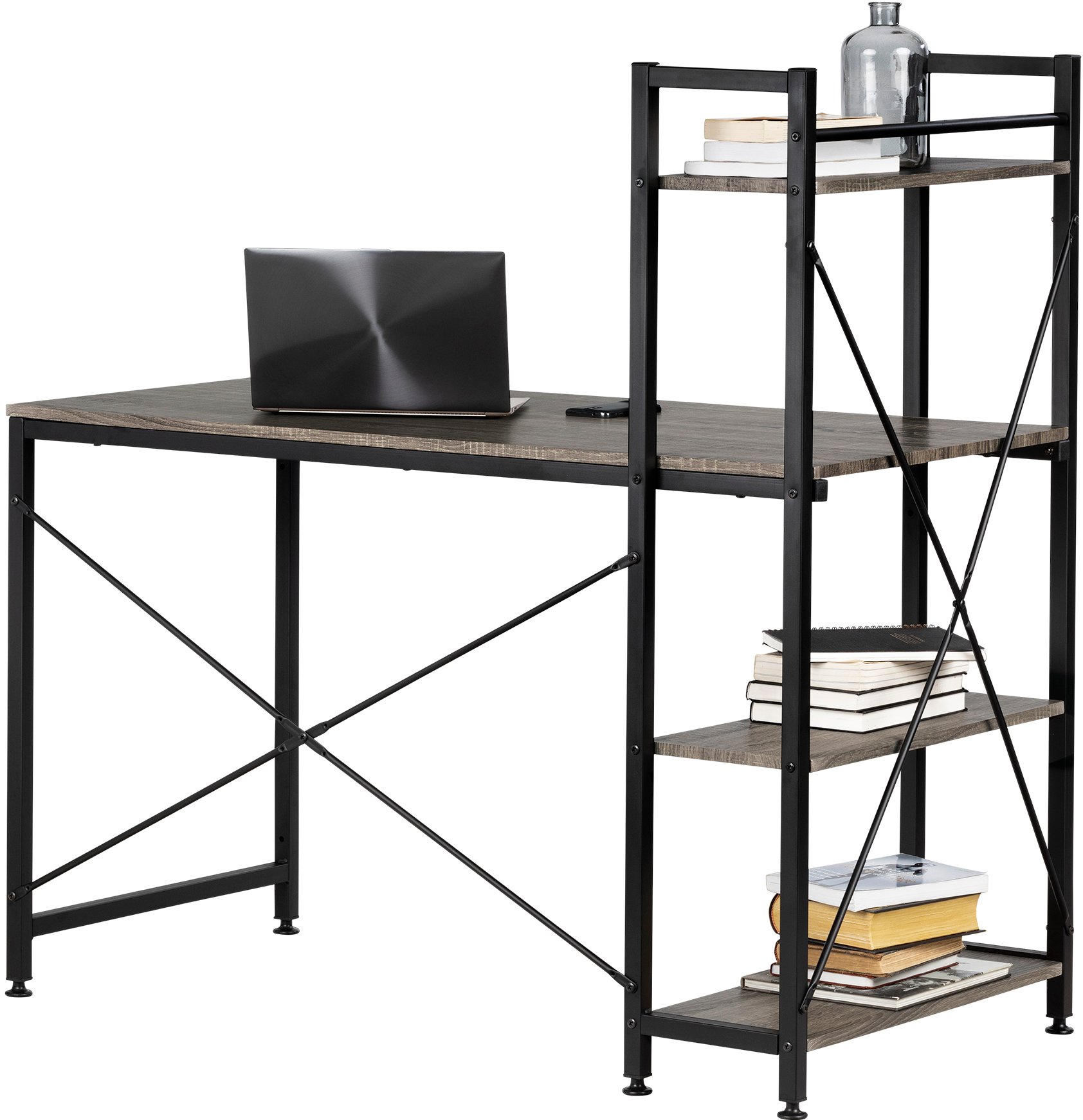 12113 Evane Oak Caramel Industrial Desk with Storage-5
