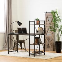 12113 Oak Caramel Industrial Desk with Storage - Evane