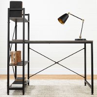 12113 Oak Caramel Industrial Desk with Storage - Evane-2