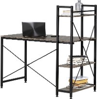 12113 Oak Caramel Industrial Desk with Storage - Evane-5
