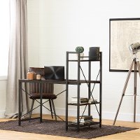 12114 Cracked Fall Oak Industrial Desk with Storage - Evane