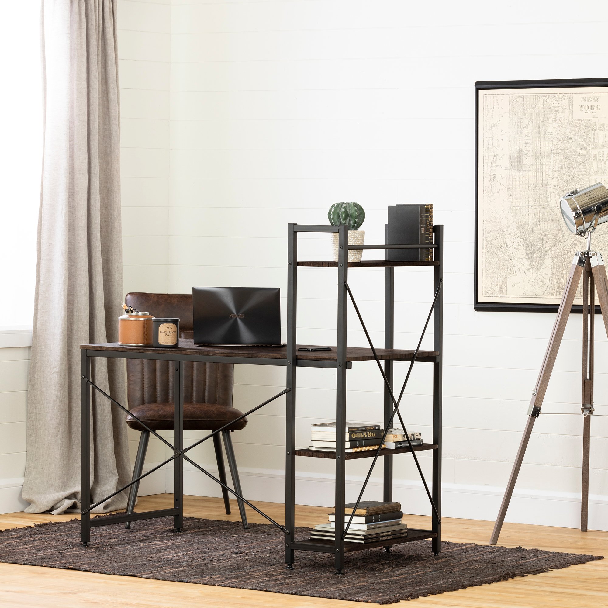 12114 Evane Cracked Fall Oak Industrial Desk with Storage-1