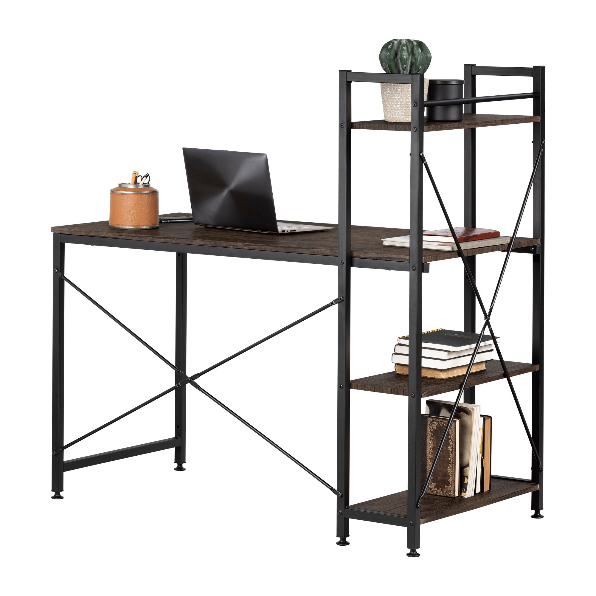 12114 Evane Cracked Fall Oak Industrial Desk with Storage-4