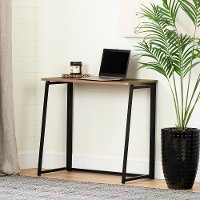 12115 Oak Caramel Industrial Folding Computer Desk - Evane