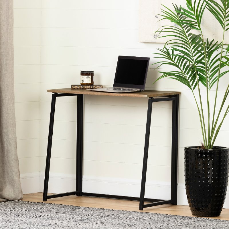 Oak Caramel Industrial Folding Computer Desk Evane Rc Willey