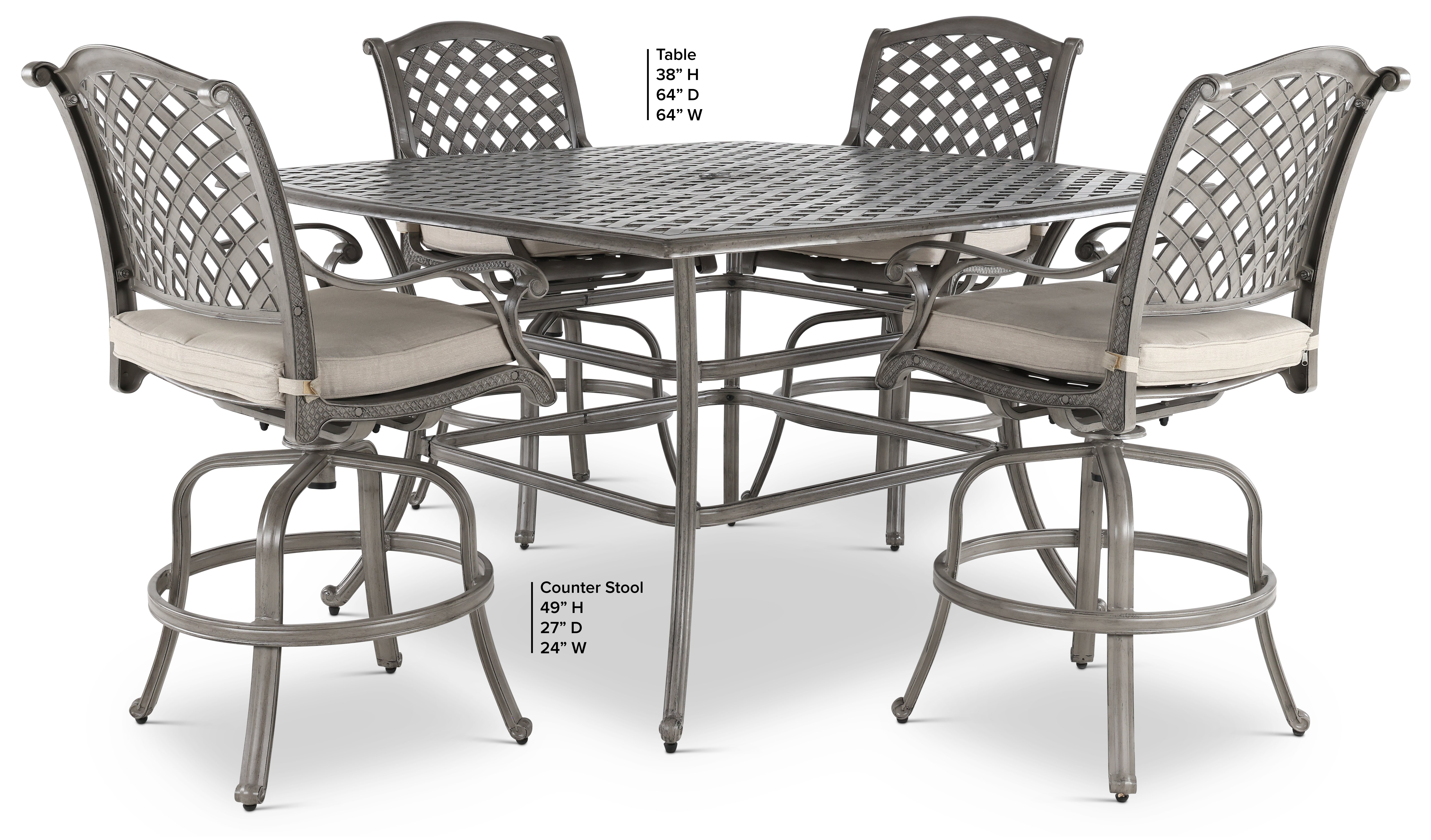 Macan Traditional 5 Piece Square Pub Style Table-2