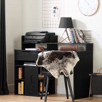 12222 Black Oak Desk with Hutch and Storage - Holland