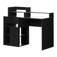 12222 Black Oak Desk with Hutch and Storage - Holland-2