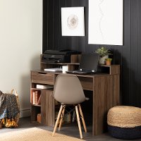 12224 Natural Walnut Desk with Hutch and Storage - Holland