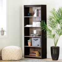 12317 Weathered Oak and Ebony 5-Shelf Bookcase - Axess