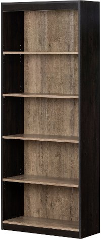 12317 Weathered Oak and Ebony 5-Shelf Bookcase - Axess-3