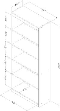 12317 Weathered Oak and Ebony 5-Shelf Bookcase - Axess-5