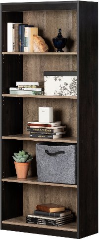 12317 Weathered Oak and Ebony 5-Shelf Bookcase - Axess-6