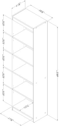 12334 Blueberry 5-Shelf Narrow Bookcase - Axess-4