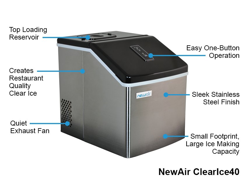 CLEARICE40/ICE/MAKER NewAir Portable Countertop Ice Maker - Stainless Steel-4