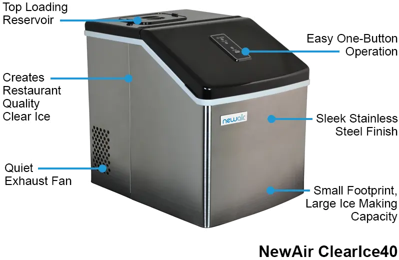 CLEARICE40/ICE/MAKER NewAir Portable Countertop Ice Maker - Stainless Steel-4