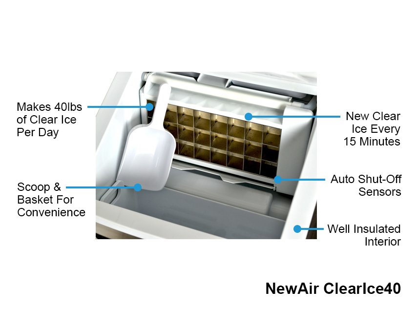 CLEARICE40/ICE/MAKER NewAir Portable Countertop Ice Maker - Stainless Steel-5