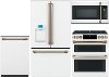 KIT Cafe 4 Piece Gas Kitchen Appliance Package with French Door Refrigerator - White
