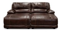 Burgundy Leather-Match Reclining Double Chaise Sofa - Brant