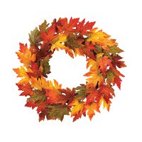 24 Inch Multi Color Maple Leaf Wreath with Gold Glitter
