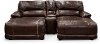 Brown Leather-Match Reclining Double Chaise Sofa with Console - Brant