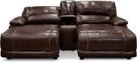 Brown Leather-Match Reclining Double Chaise Sofa with Console - Brant-3