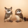 Assorted Winter Feather Owl with Metal Feet