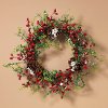 22 Inch Holiday Berry and Pine Cone Wreath