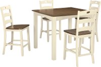 White and Brown 5 Piece Counter Height Dining Set - Woodsville