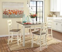 White and Brown 5 Piece Counter Height Dining Set - Woodsville-3