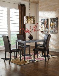 Transitional Brown and Black 5 Piece Dining Set - Kimonte