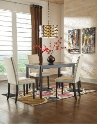 Transitional Ivory and Black 5 Piece Dining Set - Kimonte