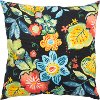 Black and Multi Color Floral Indoor-Outdoor Throw Pillow