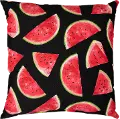 Watermelon Outdoor-Indoor Throw Pillow on Black Background