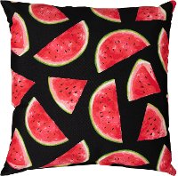 Watermelon Outdoor-Indoor Throw Pillow on Black Background