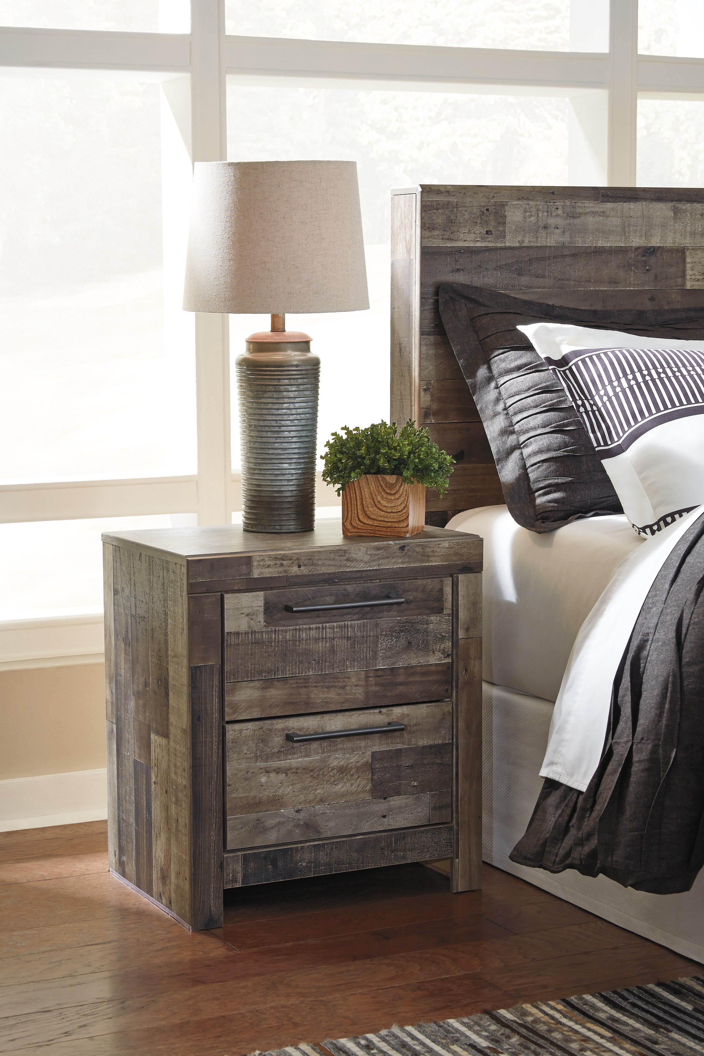 Broadmore Modern Farmhouse Rustic Nightstand-1