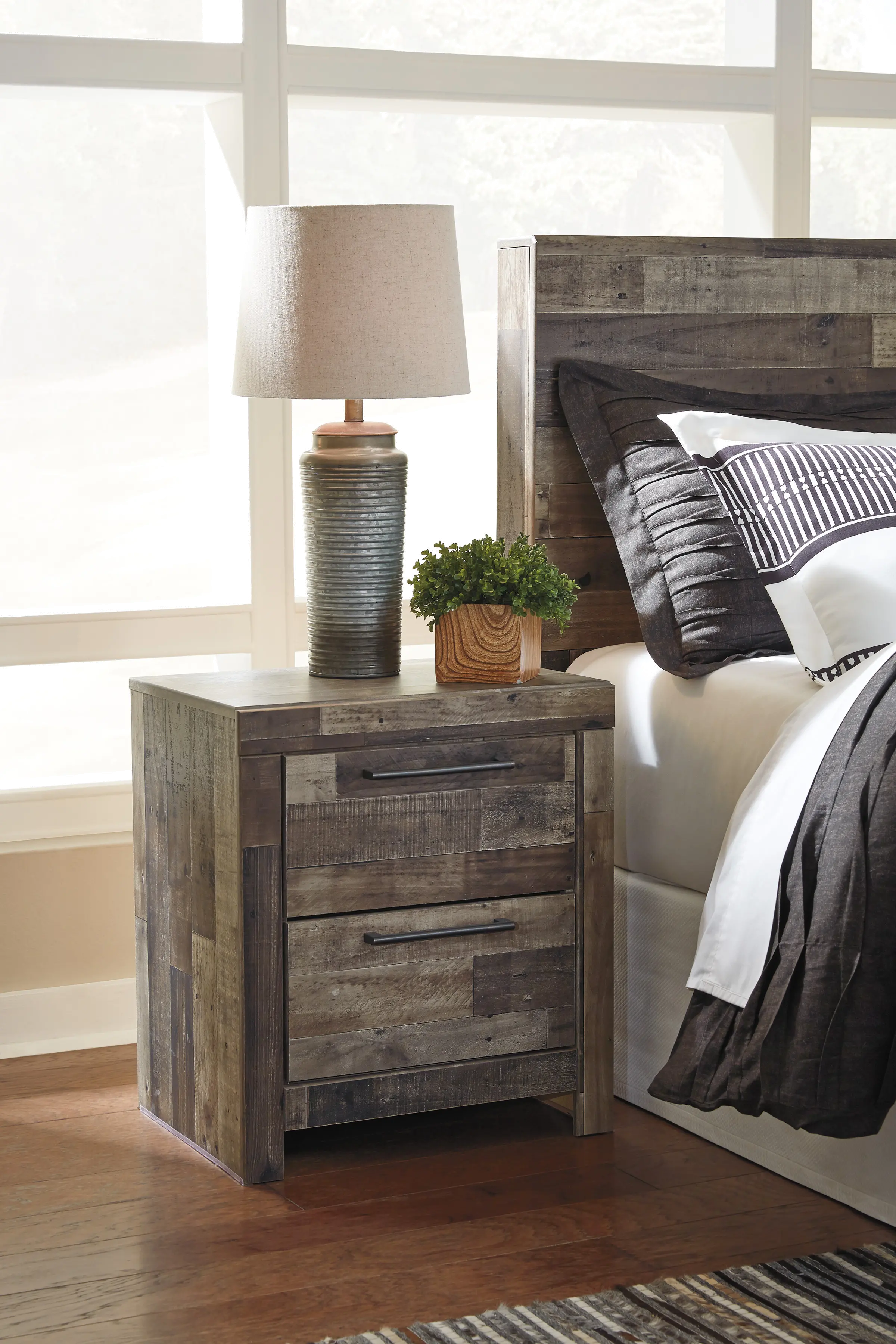 Broadmore Modern Farmhouse Rustic Nightstand-1
