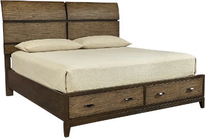 Rustic Two-Tone Brown Queen Storage Bed - Westlake
