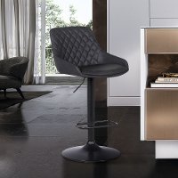 Gray Upholstered Adjustable Bar Stool - Anibal-2